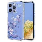 For iPhone 13 Pro Flower Pattern Painted TPU Phone Case(Violet)