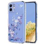 For iPhone 12 mini Flower Pattern Painted TPU Phone Case(Violet)