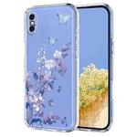 For iPhone XS Max Flower Pattern Painted TPU Phone Case(Violet)