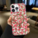 For iPhone 13 Pro Leopard MagSafe Dual-side Laminating IMD Phone Case(Pink)
