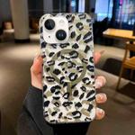 For iPhone 15 Plus Leopard MagSafe Dual-side Laminating IMD Phone Case(Black Brown)