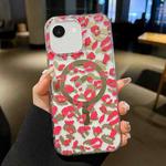 For iPhone 16e Leopard MagSafe Dual-side Laminating IMD Phone Case(Pink)