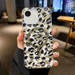 For iPhone 16e Leopard MagSafe Dual-side Laminating IMD Phone Case(Black Brown)