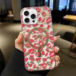 For iPhone 16 Pro Max Leopard MagSafe Dual-side Laminating IMD Phone Case(Pink)