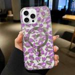 For iPhone 16 Pro Max Leopard MagSafe Dual-side Laminating IMD Phone Case(Purple)