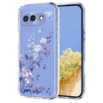 For Google Pixel 9a Flower Pattern Painted TPU Phone Case(Violet)