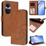 For OPPO Reno10 / Reno10 Pro Global  Litter Panda Embossing RFID Leather Phone Case with Lanyard(Brown)