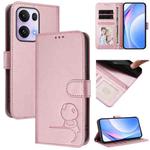 For OPPO Reno13 Pro 5G Global Litter Panda Embossing RFID Leather Phone Case with Lanyard(Pink)