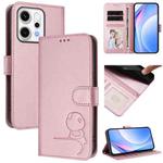 For OPPO Reno14 Pro 5G Global Litter Panda Embossing RFID Leather Phone Case with Lanyard(Pink)