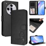 For OPPO Find X7 Litter Panda Embossing RFID Leather Phone Case with Lanyard(Black)