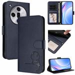 For OPPO Find X7 Litter Panda Embossing RFID Leather Phone Case with Lanyard(Blue)