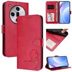 For OPPO Find X7 Litter Panda Embossing RFID Leather Phone Case with Lanyard(Rose Red)