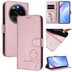 For OPPO Find X6 Pro Litter Panda Embossing RFID Leather Phone Case with Lanyard(Pink)