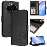 For OPPO Find X6 Pro Litter Panda Embossing RFID Leather Phone Case with Lanyard(Black)