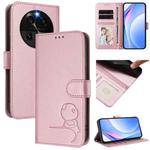 For OPPO Find X6 Litter Panda Embossing RFID Leather Phone Case with Lanyard(Pink)