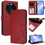 For OPPO Find X6 Litter Panda Embossing RFID Leather Phone Case with Lanyard(Wine Red)