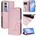 For OPPO A80 5G EU / A3 Pro 5G Global Litter Panda Embossing RFID Leather Phone Case with Lanyard(Pink)