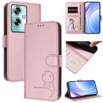 For OPPO A79 5G Global Litter Panda Embossing RFID Leather Phone Case with Lanyard(Pink)