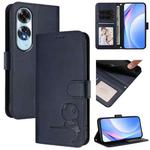 For OPPO A60 4G Global Litter Panda Embossing RFID Leather Phone Case with Lanyard(Blue)