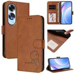 For OPPO A60 4G Global Litter Panda Embossing RFID Leather Phone Case with Lanyard(Brown)
