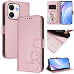 For OPPO A5x 4G / 5G Global Litter Panda Embossing RFID Leather Phone Case with Lanyard(Pink)