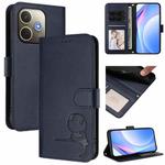 For OPPO A5 Pro 4G / 5G Global Litter Panda Embossing RFID Leather Phone Case with Lanyard(Blue)