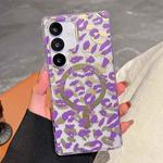 For Samsung Galaxy S24 FE 5G Leopard MagSafe Dual-side Laminating IMD Phone Case(Purple)