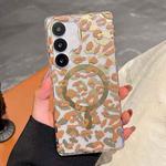 For Samsung Galaxy S24 FE 5G Leopard MagSafe Dual-side Laminating IMD Phone Case(Yellow Coffee)