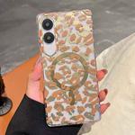 For Samsung Galaxy S25 Edge 5G Leopard MagSafe Dual-side Laminating IMD Phone Case(Yellow Coffee)