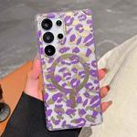 For Samsung Galaxy S25 Ultra 5G Leopard MagSafe Dual-side Laminating IMD Phone Case(Purple)