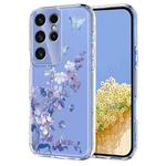 For Samsung Galaxy S23 Ultra 5G Flower Pattern Painted TPU Phone Case(Violet)