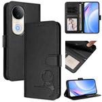 For vivo S20 Litter Panda Embossing RFID Leather Phone Case with Lanyard(Black)