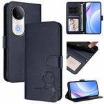 For vivo S20 Litter Panda Embossing RFID Leather Phone Case with Lanyard(Blue)