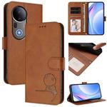 For vivo S20 Pro Litter Panda Embossing RFID Leather Phone Case with Lanyard(Brown)