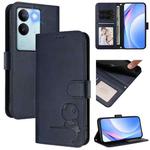 For vivo V29 / V29 Pro Litter Panda Embossing RFID Leather Phone Case with Lanyard(Blue)