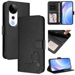 For vivo V40 / V40 Pro / T3 Ultra Litter Panda Embossing RFID Leather Phone Case with Lanyard(Black)