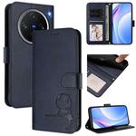 For vivo X200 Pro mini Litter Panda Embossing RFID Leather Phone Case with Lanyard(Blue)
