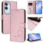 For vivo Y19s 4G / Y29 5G Litter Panda Embossing RFID Leather Phone Case with Lanyard(Pink)