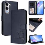 For vivo Y29s 5G / Y04 5G Litter Panda Embossing RFID Leather Phone Case with Lanyard(Blue)