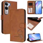 For vivo Y300 / V40 Lite 5G IDN Litter Panda Embossing RFID Leather Phone Case with Lanyard(Brown)