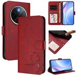 For vivo Y300 Pro+ / T4 / iQOO Z10 Litter Panda Embossing RFID Leather Phone Case with Lanyard(Wine Red)