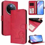 For vivo Y300 Pro+ / T4 / iQOO Z10 Litter Panda Embossing RFID Leather Phone Case with Lanyard(Rose Red)