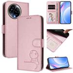 For Realme 11 5G / 11x / C67 5G India Litter Panda Embossing RFID Leather Phone Case with Lanyard(Pink)