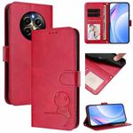 For Realme 12 Pro / 12 Pro+ / P1 Pro Litter Panda Embossing RFID Leather Phone Case with Lanyard(Rose Red)