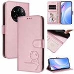 For Realme 14 Pro+ Litter Panda Embossing RFID Leather Phone Case with Lanyard(Pink)