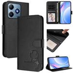 For Realme C63 4G / C61 / C61 India Litter Panda Embossing RFID Leather Phone Case with Lanyard(Black)