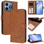 For Realme C63 4G / C61 / C61 India Litter Panda Embossing RFID Leather Phone Case with Lanyard(Brown)