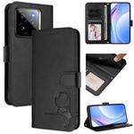 For Realme GT7 Pro / GT7 Pro Racing Litter Panda Embossing RFID Leather Phone Case with Lanyard(Black)