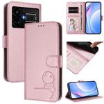 For Realme GT5 240W / GT5 Litter Panda Embossing RFID Leather Phone Case with Lanyard(Pink)