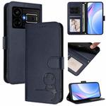 For Realme GT5 240W / GT5 Litter Panda Embossing RFID Leather Phone Case with Lanyard(Blue)